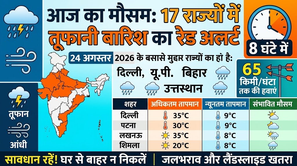 Weather Update: 8 घंटे में 17 राज्यों में तबाही मचाएगी तूफानी बारिश, IMD का रेड अलर्ट जारी!